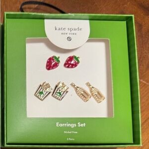 Kate Spade Red and Gold Earrings Set